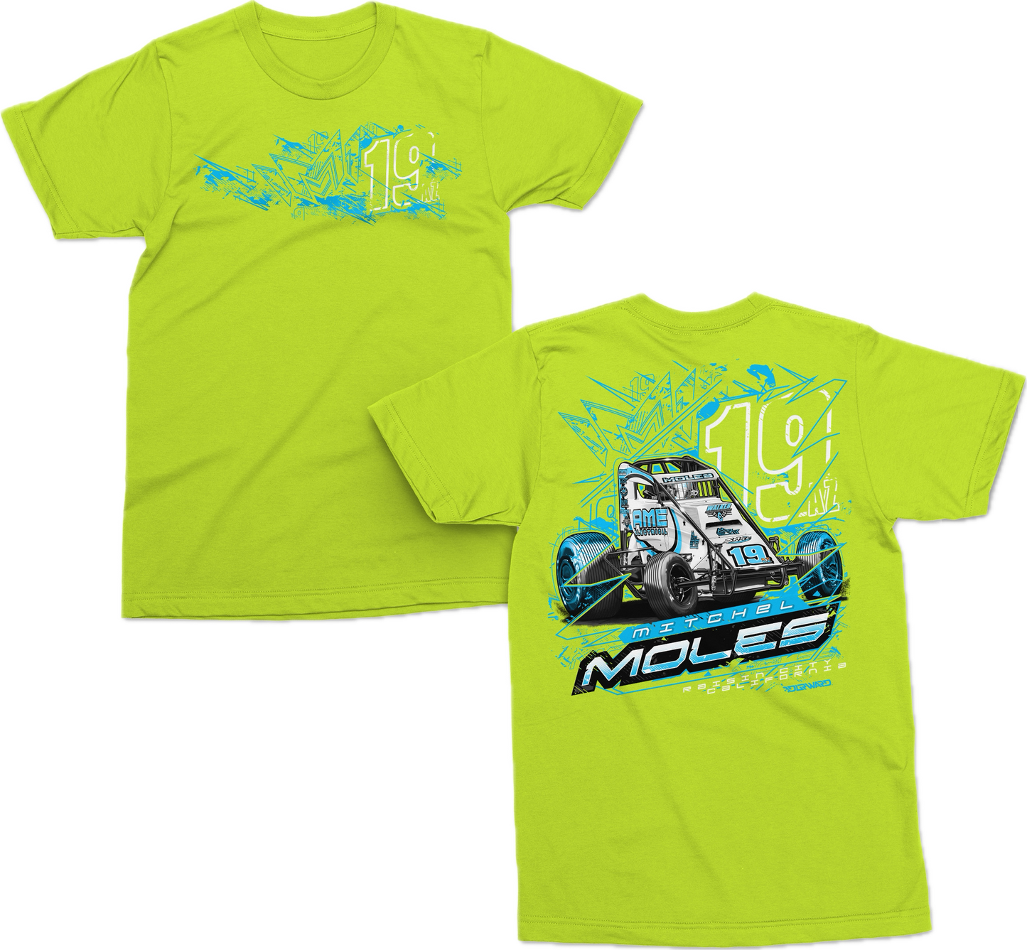 19AZ Thrown Sideways T Shirt - Safety Green